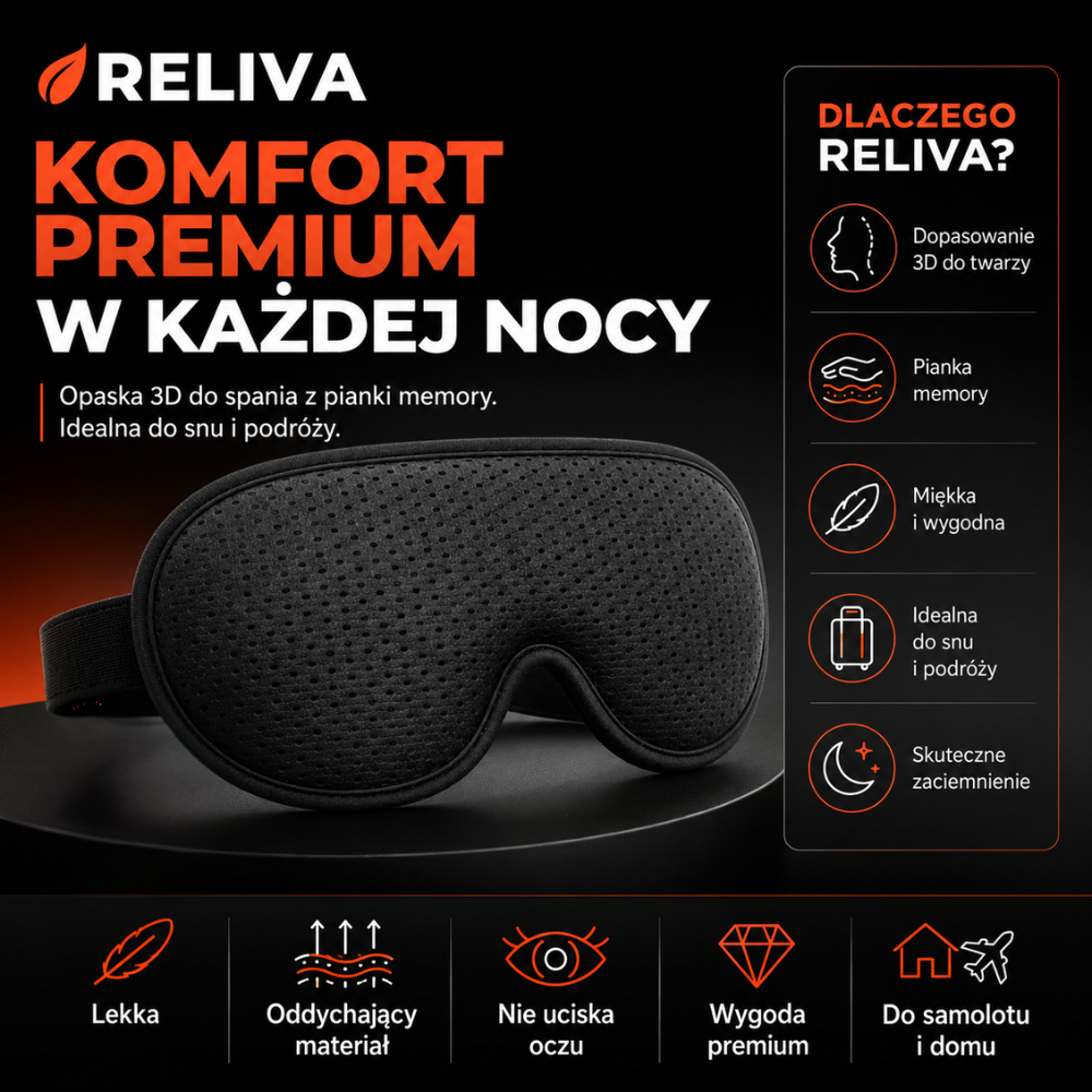 RELIVA Opaska Na Oczy 3D do Spania